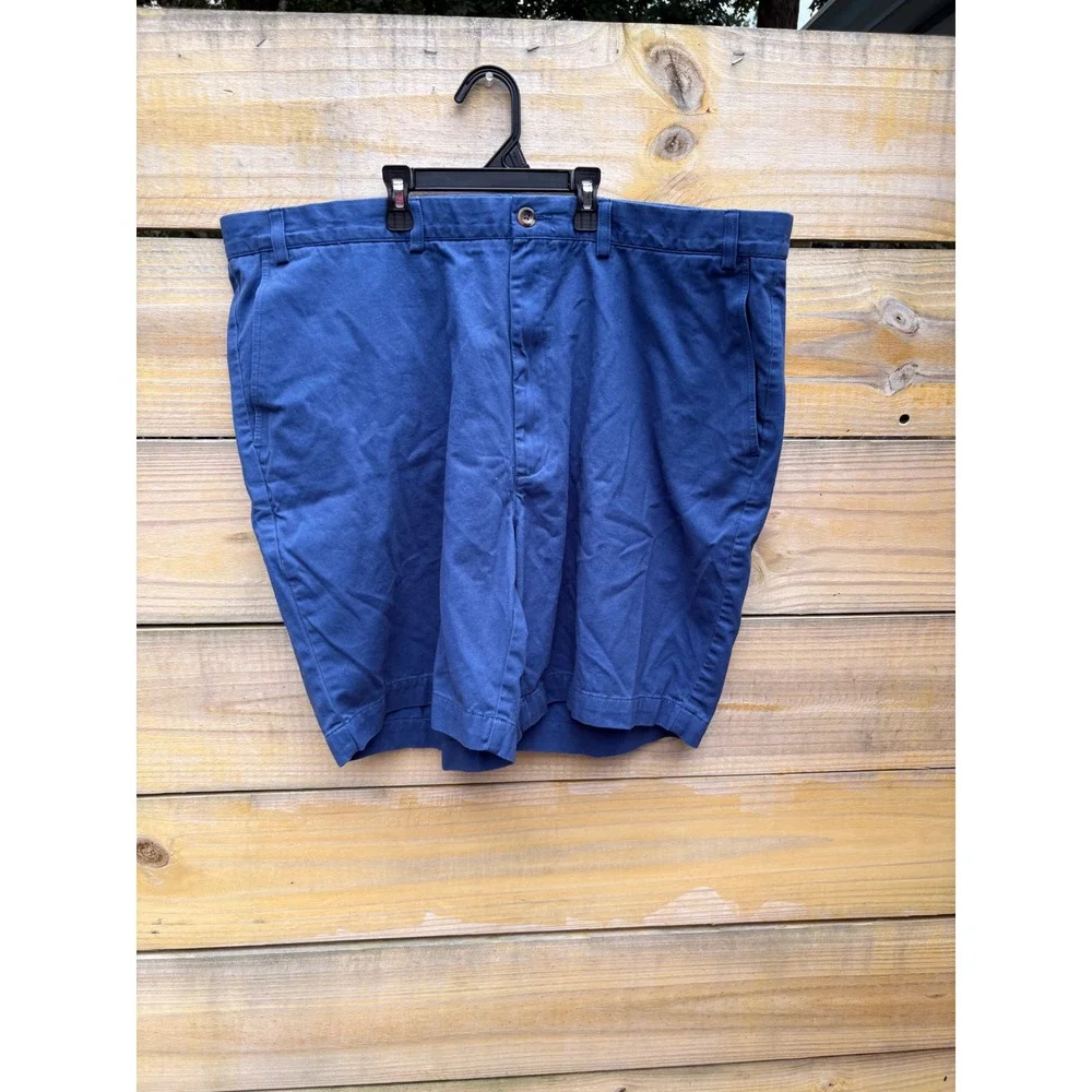 Roundtree & Yorke Casuals Mens 44 Blue Cotton Flat Front Chino Shorts RN 58909